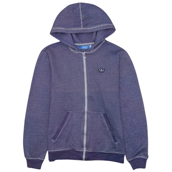 Adidas 90's Vintage Purple Full Zip Hoodie with Drawstring Pockets - Medium
