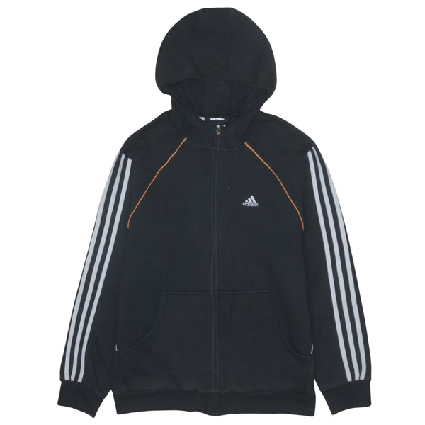 Adidas Vintage 90's Black Striped Sleeve Zip Hoodie Large