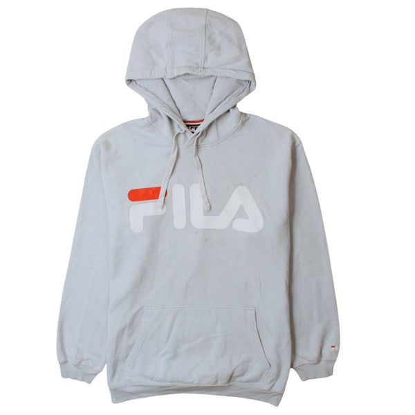 Fila 90's Vintage Blue Spellout Pullover Hoodie Men's Medium