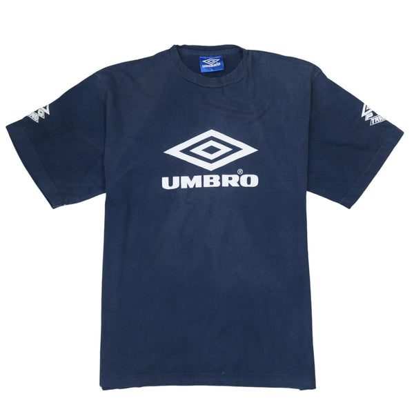 Umbro 90's Spellout Short Sleeves T Shirt Large Navy Blue