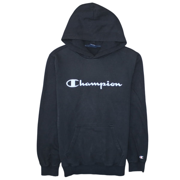 Champion 90's Spellout Pullover Hoodie Large Black