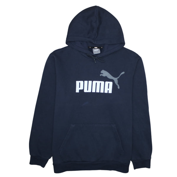 Puma 90's Spellout Pullover Hoodie Large Navy Blue
