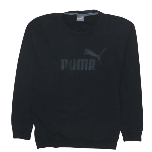 Puma Vintage 90's Black Crew Neck Sweatshirt Medium Swoosh Cotton