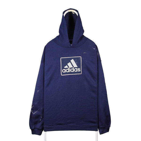 Adidas 90's Vintage Navy Blue Spellout Logo Hoodie XLarge Pullover