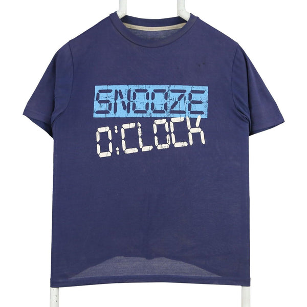 90's Snooze O'clock Vintage Club Blue Crewneck T-Shirt Small Unisex
