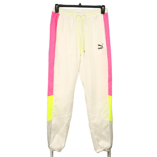 Puma 90's White Nylon Pants Small | Drawstring Waist Trousers