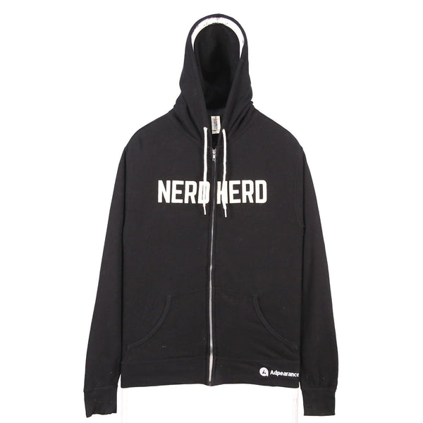 90's Nerd Herd Black Zip Hoodie by Independent Trading Medium Mens