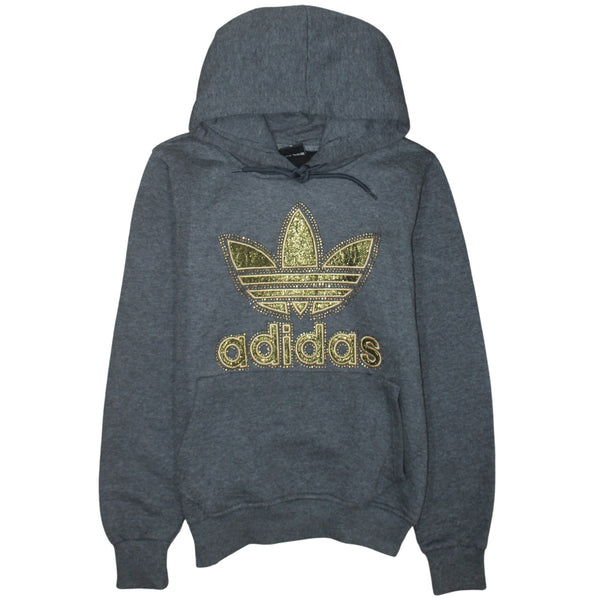 Adidas 90's Spellout Pullover Hoodie Small Grey