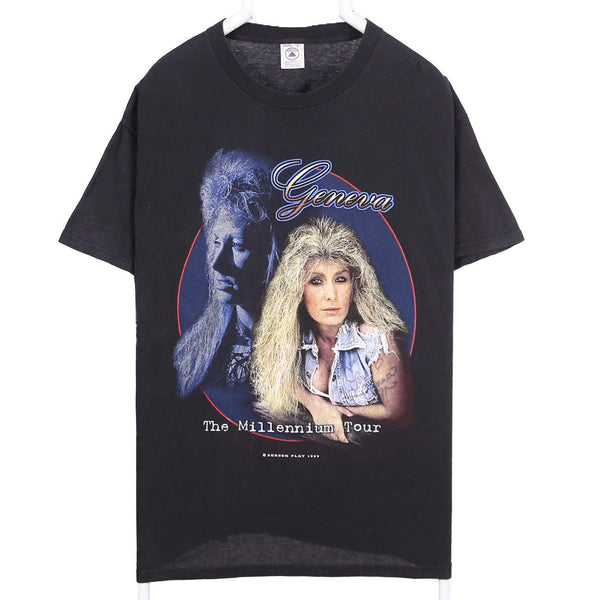 Vintage Delta 1999 Geneva Millennium Tour Back Print Black T-Shirt Large