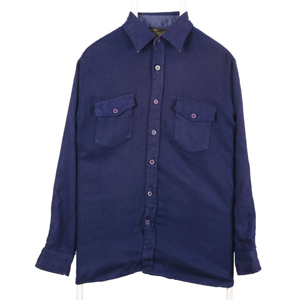 90s Vintage Sportsman Navy Blue Long Sleeve Button Up Shirt L