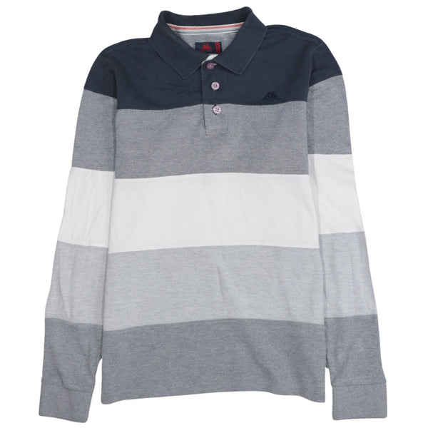 Kappa 90's Long Sleeve Quarter Button Polo Shirt Large Grey