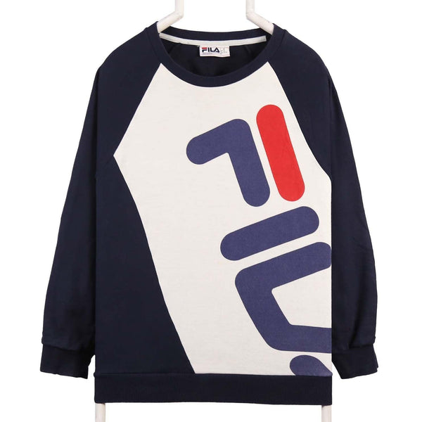 Fila Men's 90's XLarge Blue Spellout Logo Long Sleeve Sweatshirt