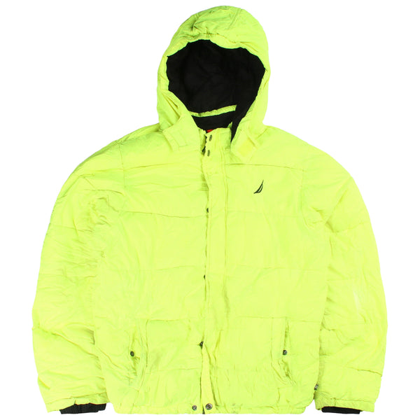 Nautica Women's X-Large Yellow Hooded Full Zip Puffer Jacket