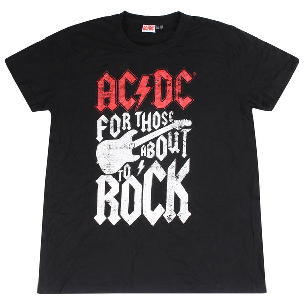 AC DC Black Men's Large Vintage Short Sleeve T-Shirt Rock Band
