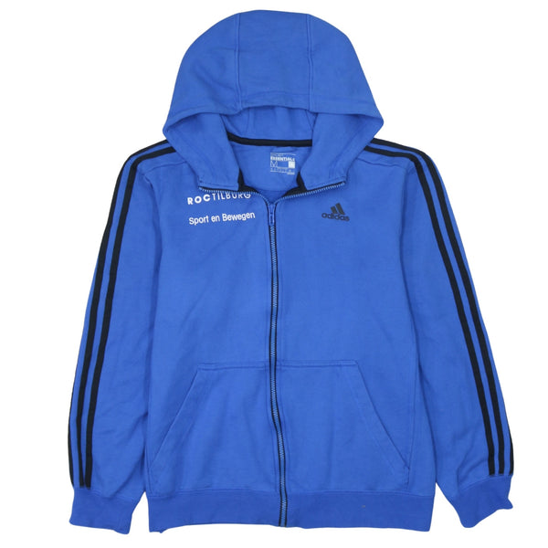 Adidas 90's Vintage Medium Blue Striped Sleeve Hoodie