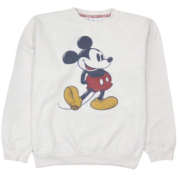 Disney 90's Mickey Mouse Crew Neck Sweatshirt XLarge Beige Cream