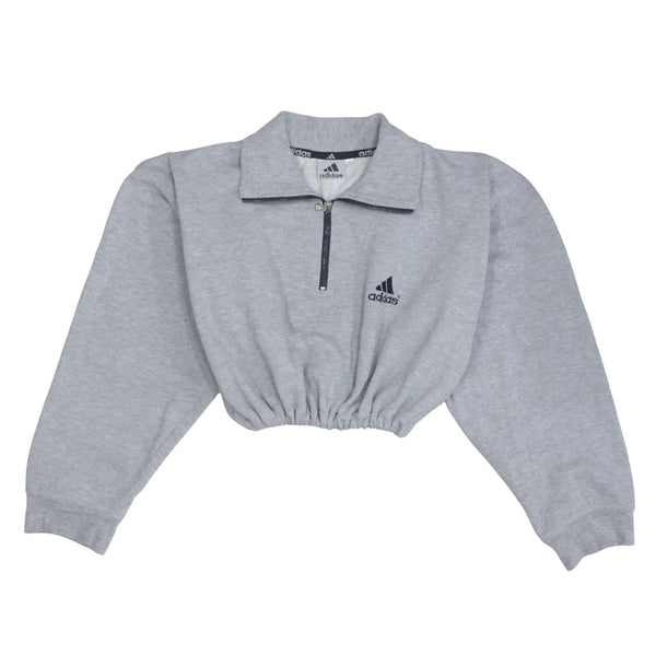 Adidas 90's Crop Half Zip Sweatshirt Medium  Grey
