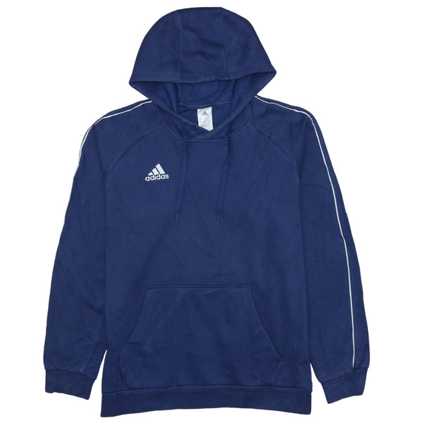 Adidas Vintage 90's Pullover Hoodie Large Navy Blue with Drawstring & Pockets