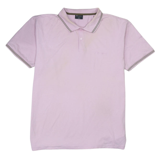 Champion 90's Short Sleeves Quarter Button Polo Shirt XXLarge (2XL) Pink