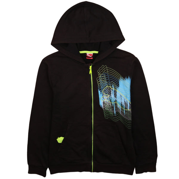 Puma 90's Black Spellout Full Zip Hoodie Women's XLarge Vintage