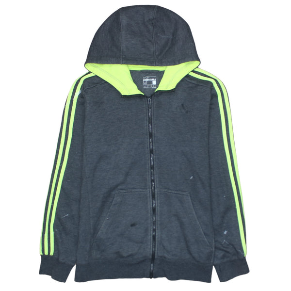 Adidas 90's Striped Sleeve Full Zip Up Hoodie Medium Grey
