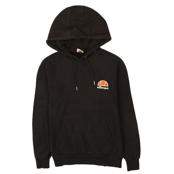 Ellesse 90's Vintage Pullover Hoodie Mens Small Black Drawstring Pockets