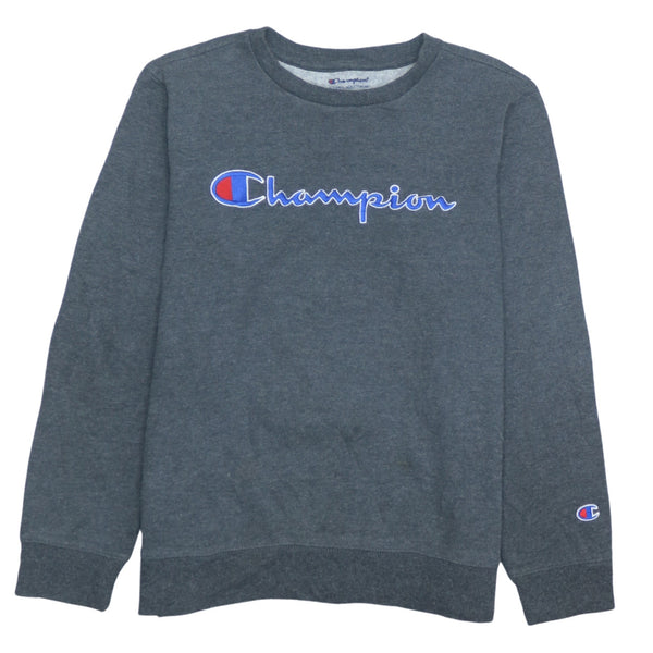 Champion 90's Vintage Grey Spellout Crew Neck Sweatshirt L Women