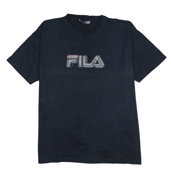 Fila 90's Spellout Short Sleeves T Shirt XLarge Black