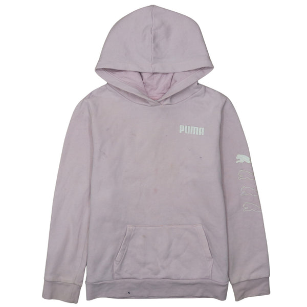 Puma 90's Pink Drawstring Pullover Hoodie - Large Women's