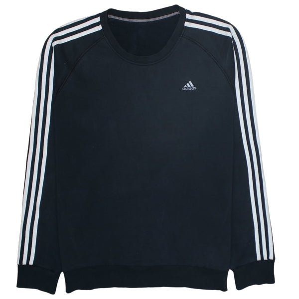 Adidas 90's Striped Sleeve Crew Neck Sweatshirt Large  Black