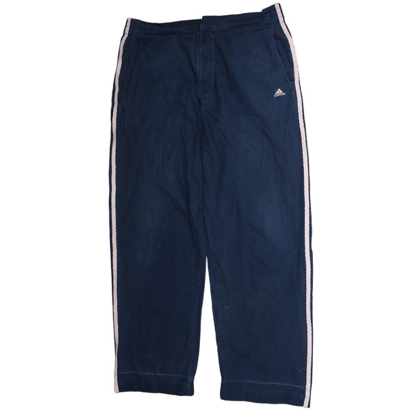 Adidas Vintage 90s Blue Drawstring Trousers Men's Size 38 Elastic Waist