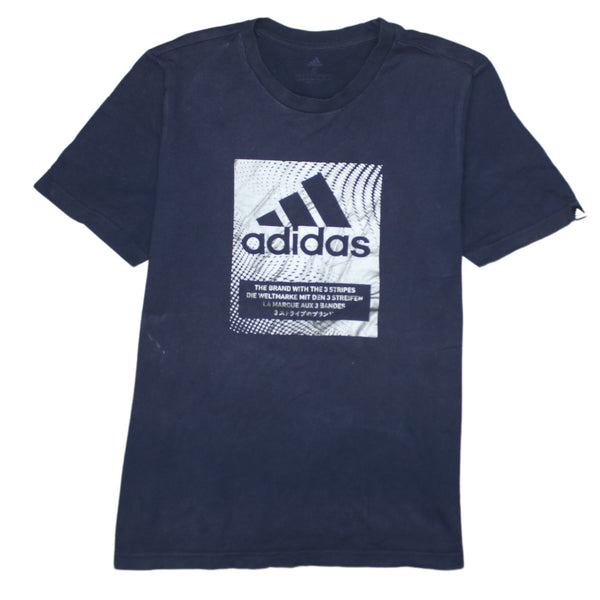 Adidas 90's Spellout Short Sleeves T Shirt Small Navy Blue