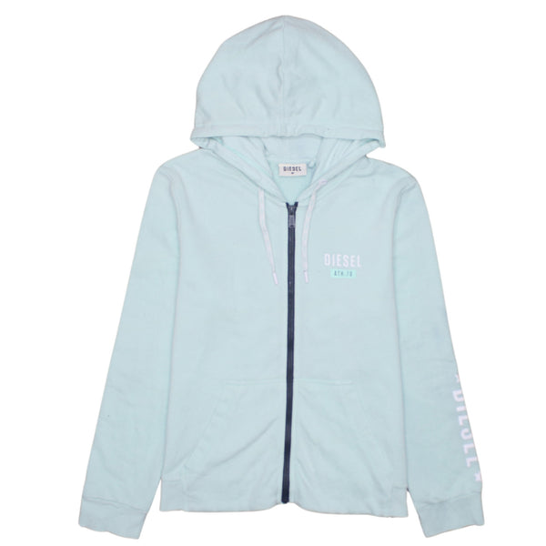 Diesel 90's Drawstring Pockets Full Zip Up Hoodie Medium Blue
