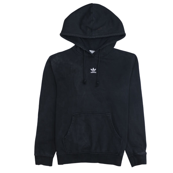Adidas 90's Drawstring Pockets Pullover Hoodie Medium  Black