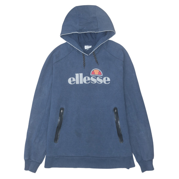 Vintage 90's Ellesse Blue Spellout Pullover Hoodie Large Girls