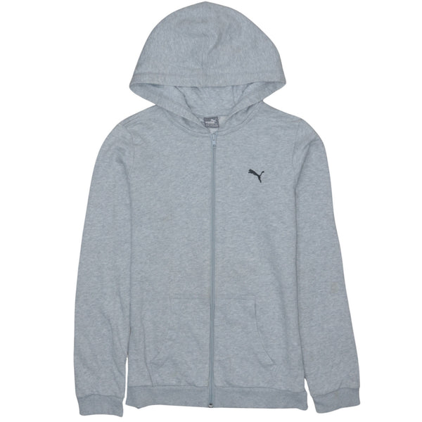 Puma 90's Grey Full Zip Hoodie XLarge with Pockets Women's Vintage