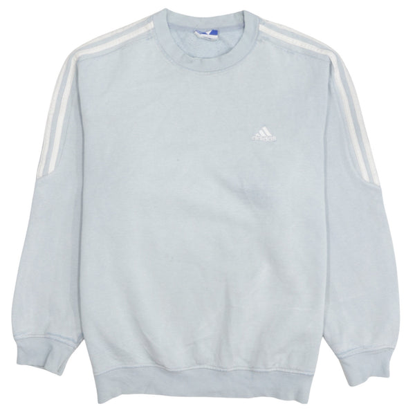 Adidas 90's Striped Sleeve Crew Neck Sweatshirt Medium  Grey