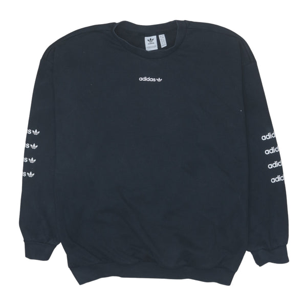 Adidas Vintage 90's Black XXL Crew Neck Sweatshirt Cotton Heavyweight