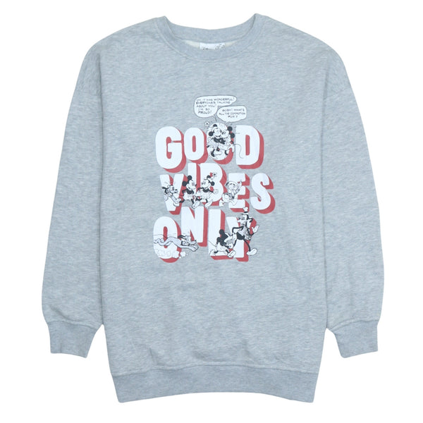 Disney Vintage 90's Good Vibes Only Crew Neck Sweatshirt XS Grey