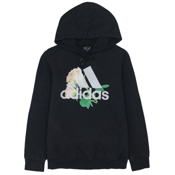 Adidas Vintage 90's Spellout Pullover Hoodie Medium Black