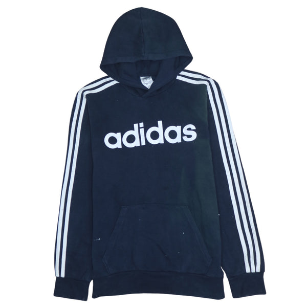 Adidas Men's Small 90's Spellout Navy Blue Pullover Hoodie