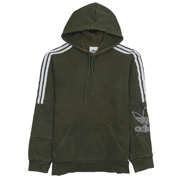 Adidas 90's Striped Sleeve Pullover Hoodie Small Green