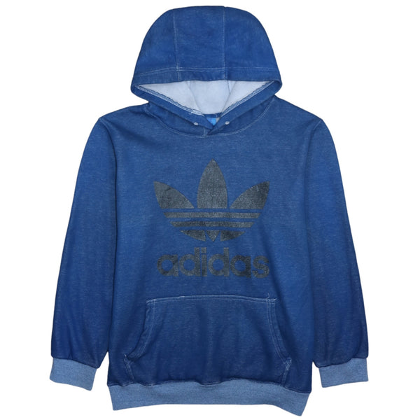 Adidas 90's Vintage Spellout Pullover Hoodie Blue Small