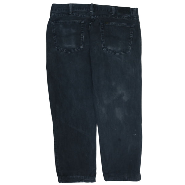 Lee Men's Black 90's Lightwash Straight Leg Baggy Trousers 36
