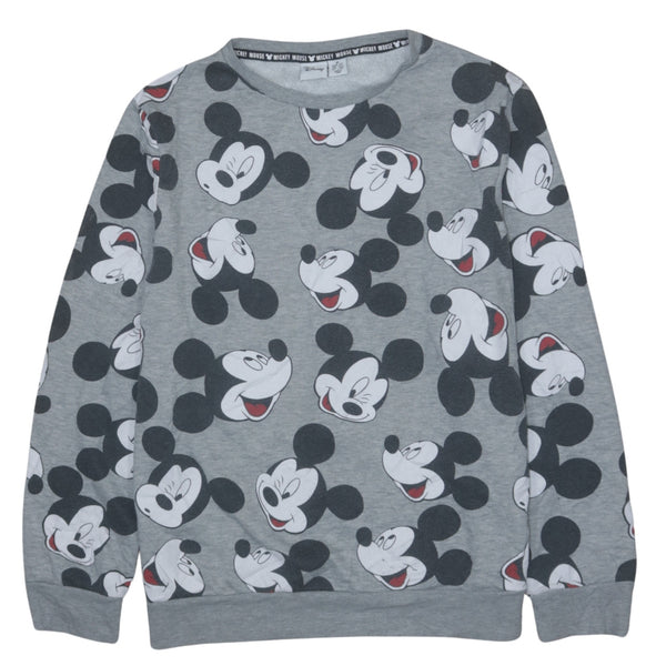 Vintage 90s Disney Mickey Mouse Crew Neck Sweatshirt Grey Medium