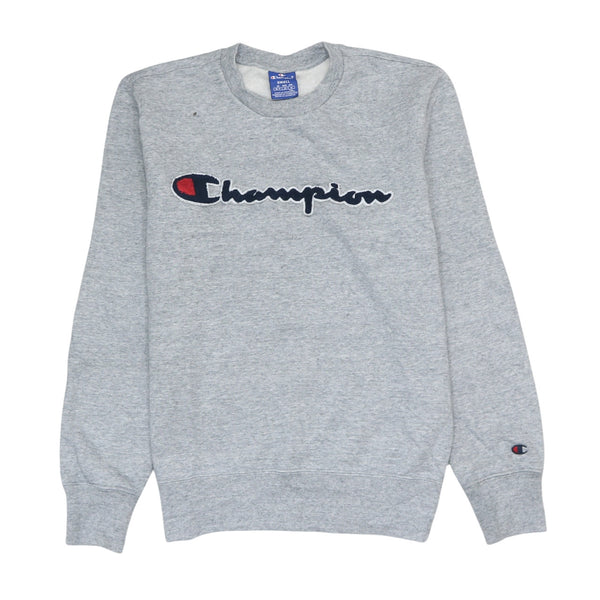 Vintage Champion 90's Grey Spellout Crewneck Sweatshirt Men's Small