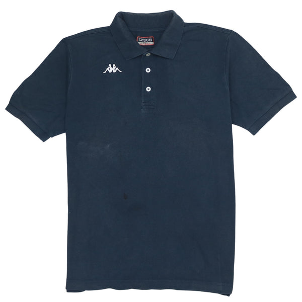Kappa 90's Short Sleeves Quarter Button Polo Shirt Large Navy Blue
