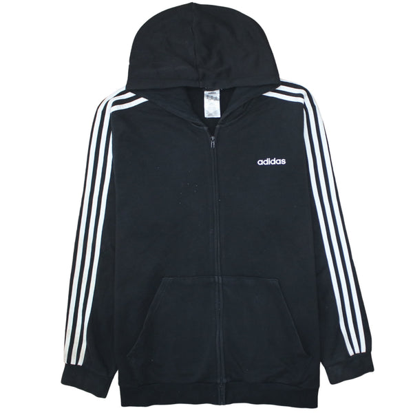 Adidas 90's Striped Sleeve Full Zip Up Hoodie XXLarge (2XL) Black