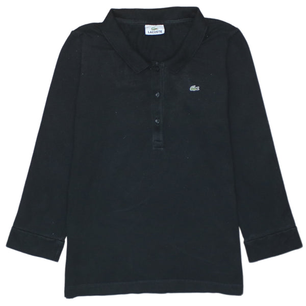 Lacoste 90's Long Sleeve Quarter Button Polo Shirt XSmall  Black
