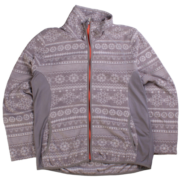 Men's Large Grey Full Zip Aztec Fleece Jumper by Active - Vintage Quality
